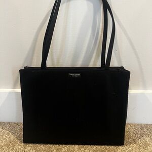 Kate Spade New York Black Fabric Zip Top Tote Structured Shoulder Bag